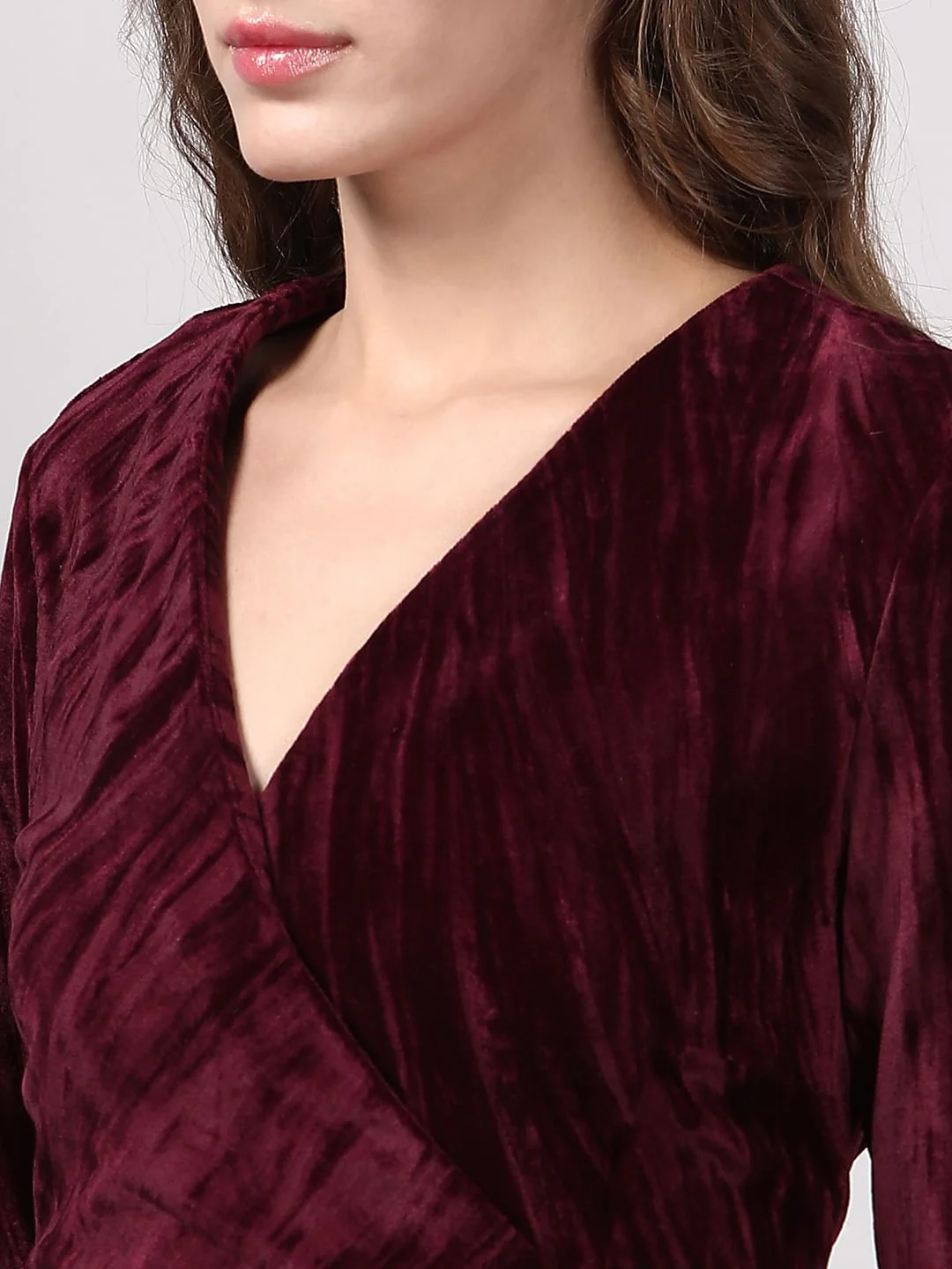 Maroon Velvet Dress - Image 6
