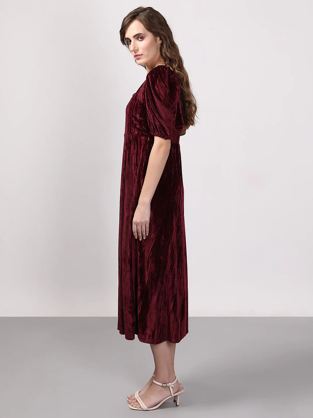 Maroon Velvet Shift Dress - Image 3