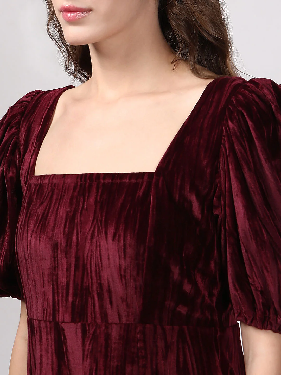 Maroon Velvet Shift Dress - Image 6