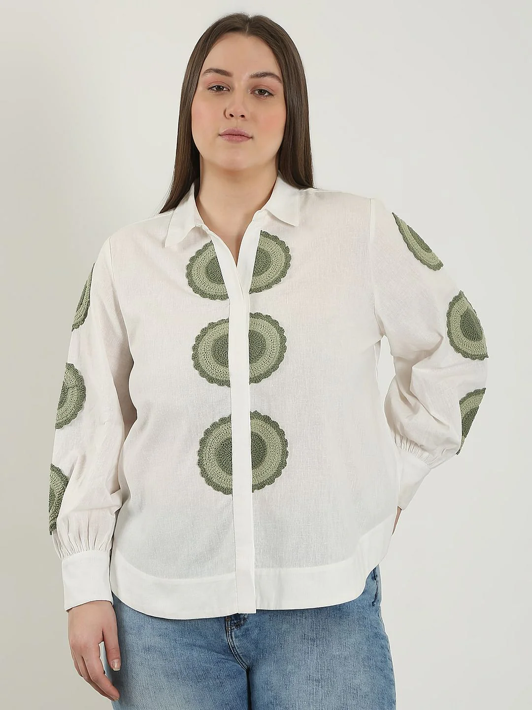 Curve White Printed Cotton Shirt - Image 2