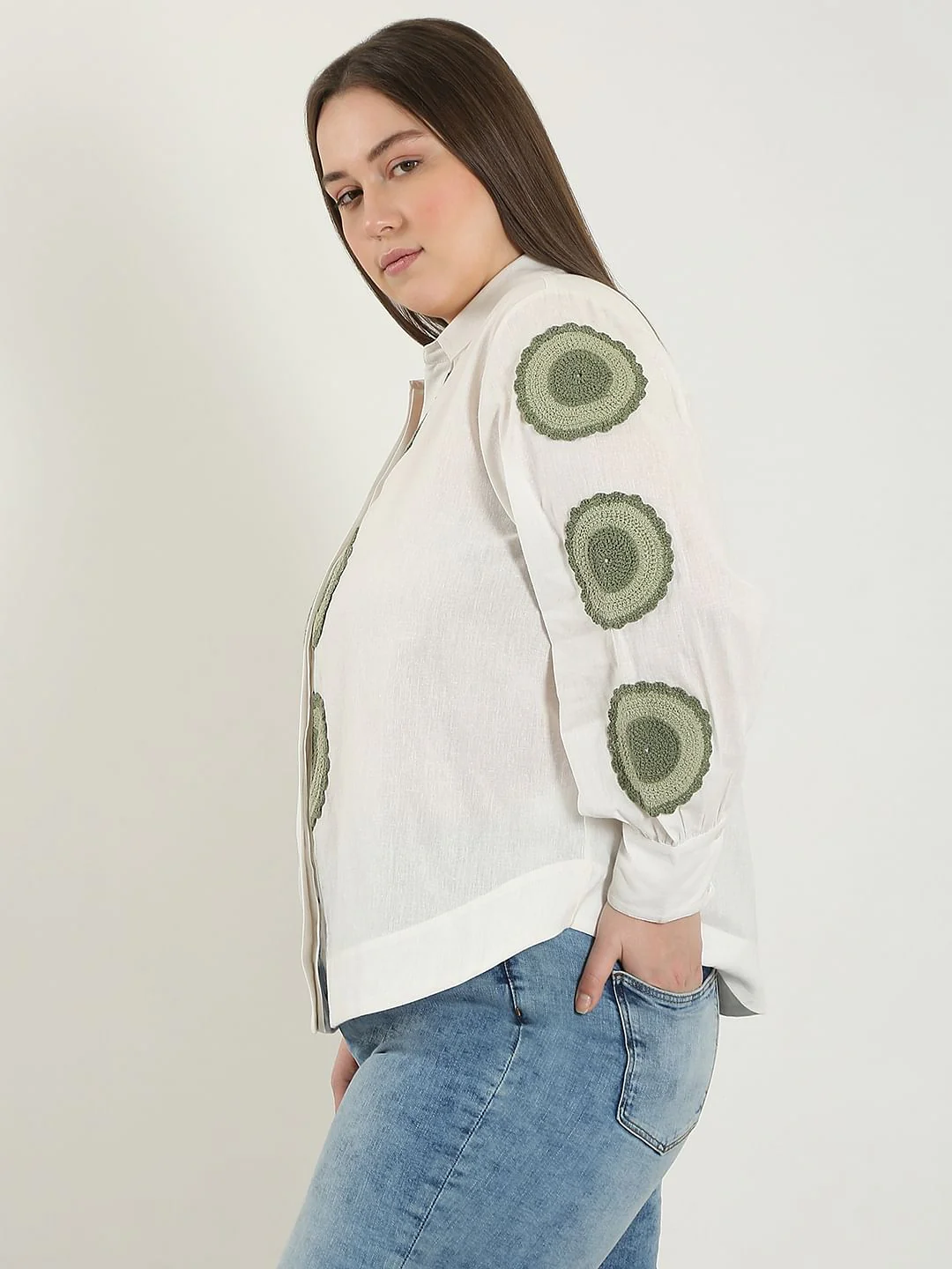 Curve White Printed Cotton Shirt - Image 3