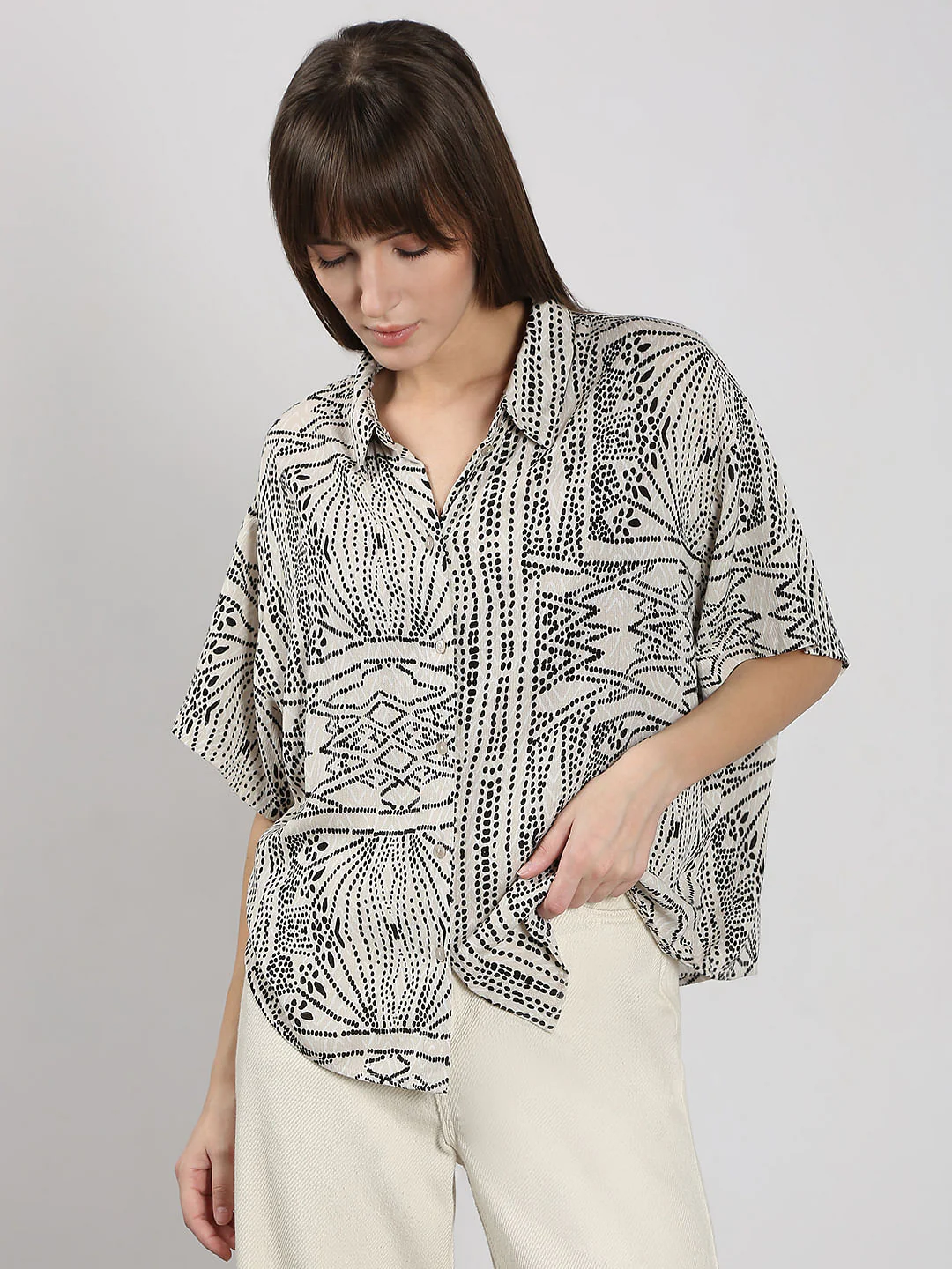 Beige Printed Shirt - Image 2