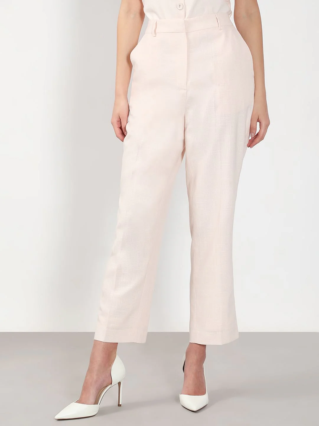 Light Pink High Rise Tailored Pants - Image 2