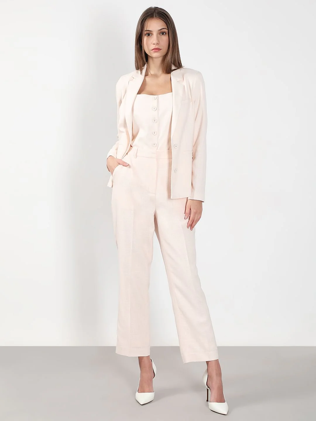 Light Pink High Rise Tailored Pants - Image 5