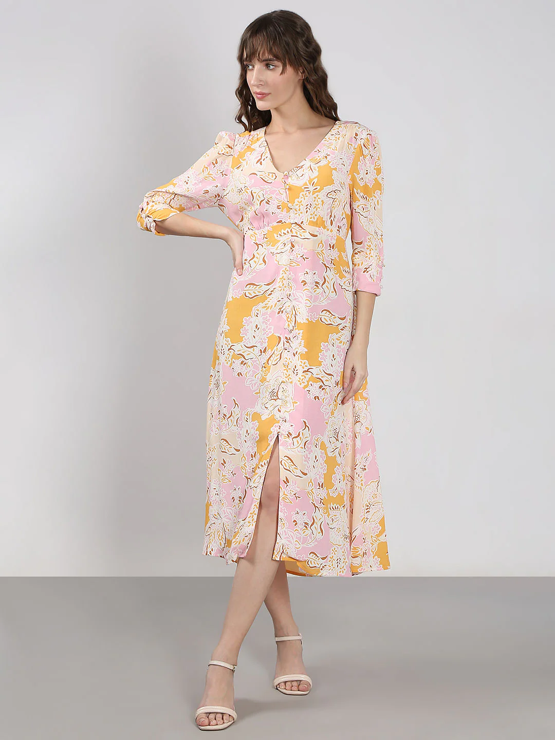 Pink Floral Midi Dress - Image 2