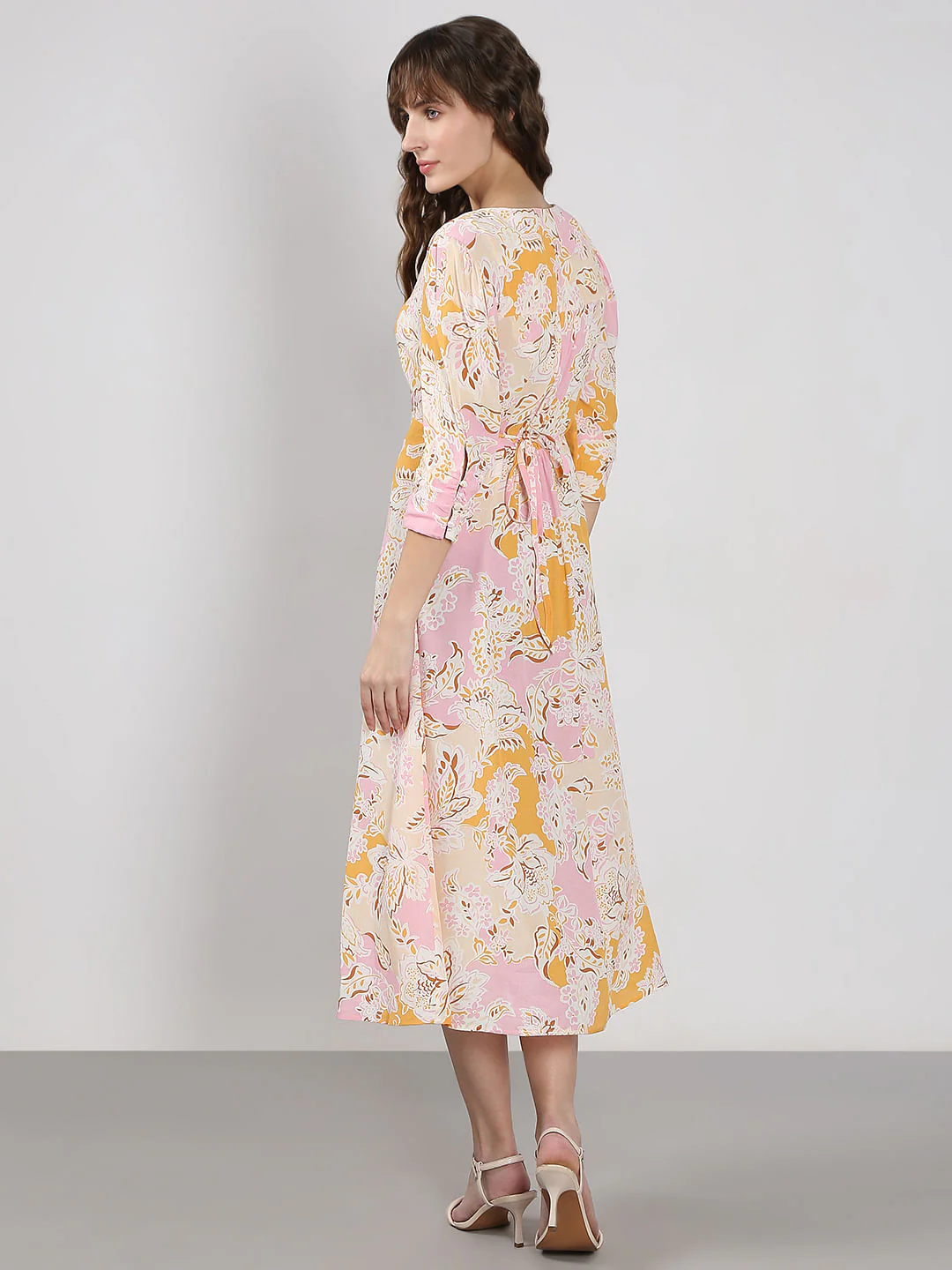 Pink Floral Midi Dress - Image 4