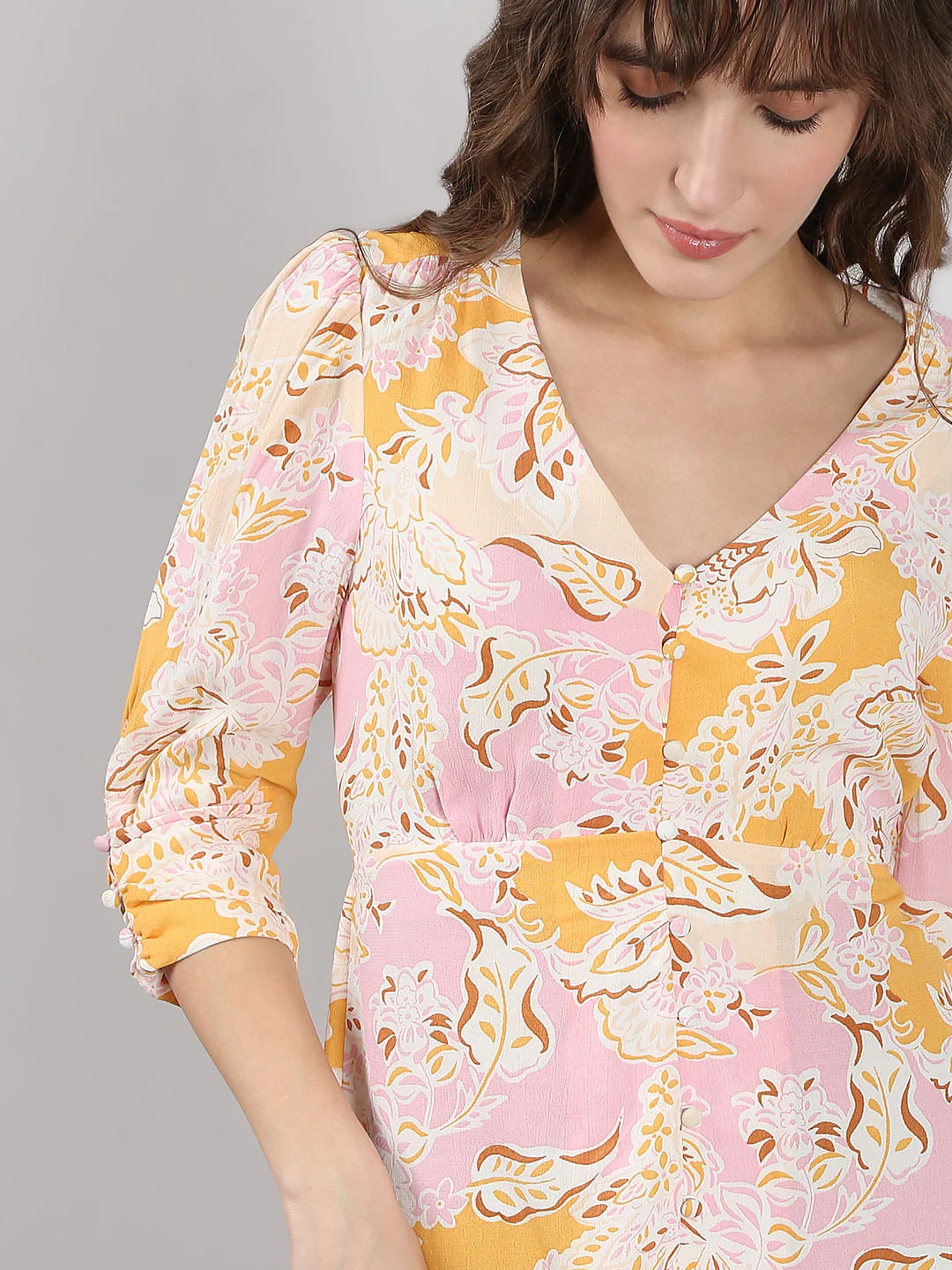 Pink Floral Midi Dress - Image 5