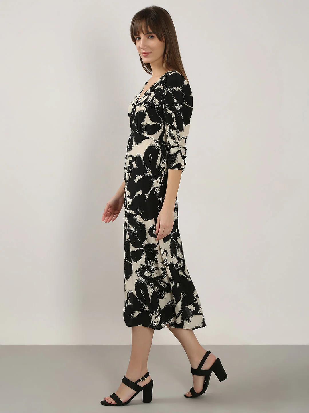 Black Floral Midi Dress - Image 3