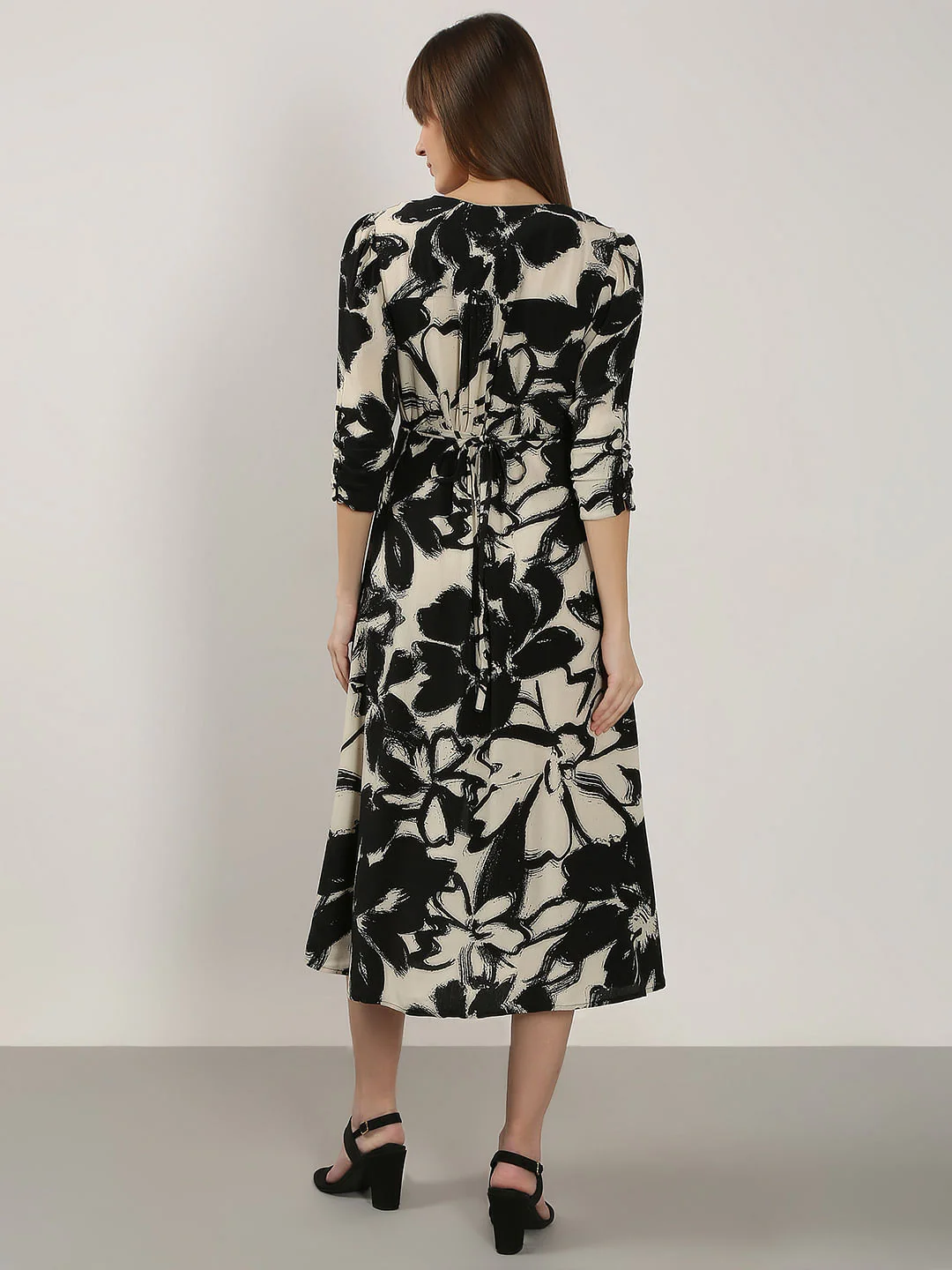 Black Floral Midi Dress - Image 4