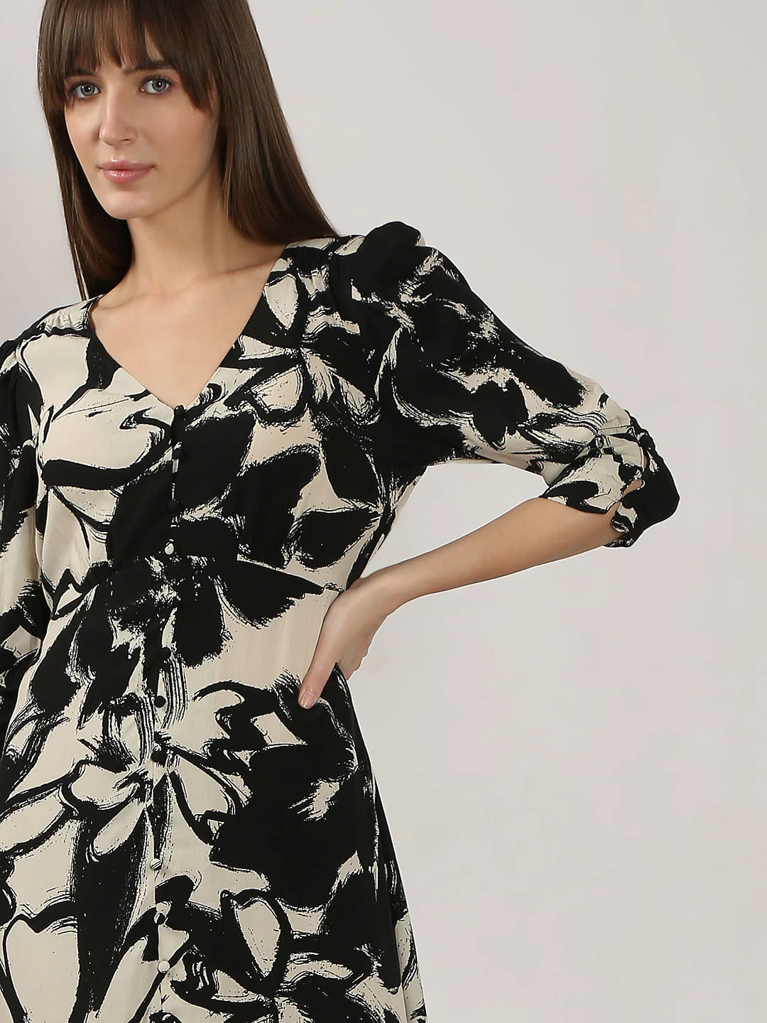 Black Floral Midi Dress - Image 5