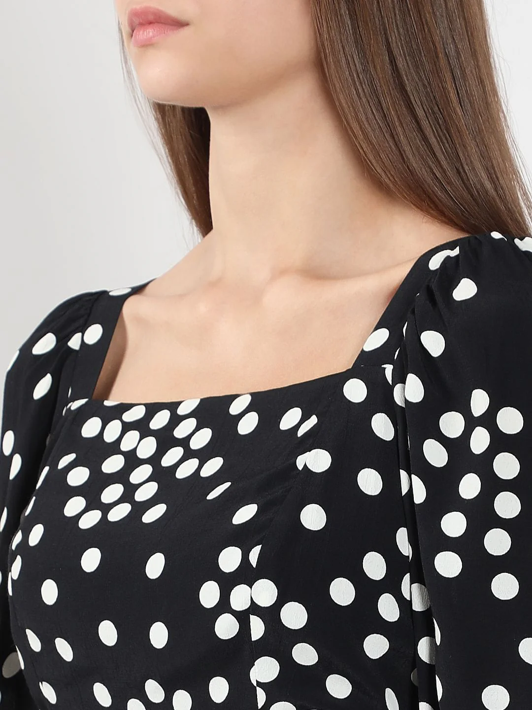 Black Polka Dot Midi Dress - Image 6