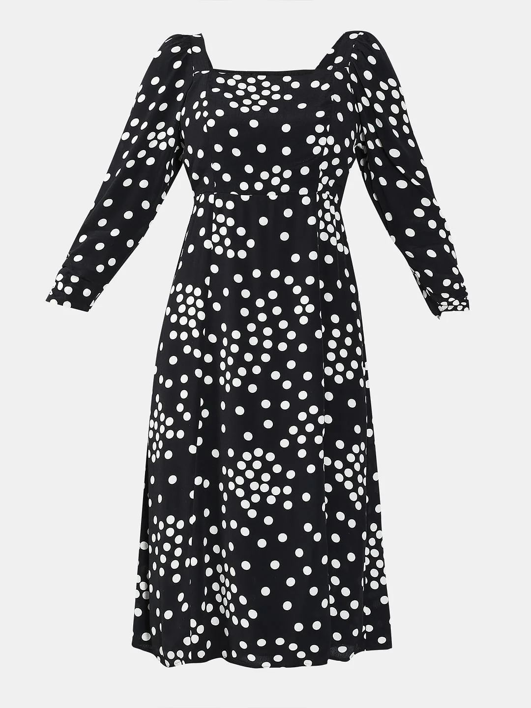 Black Polka Dot Midi Dress - Image 7