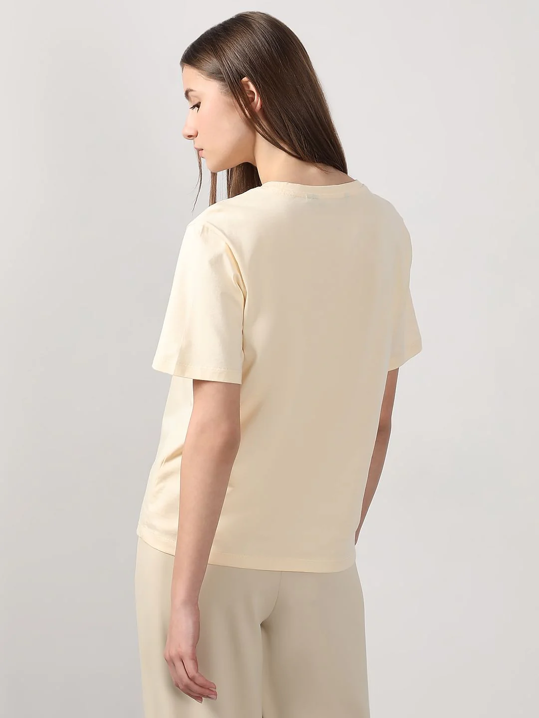 Ecru Cording Detail Cotton T-Shirt - Image 4