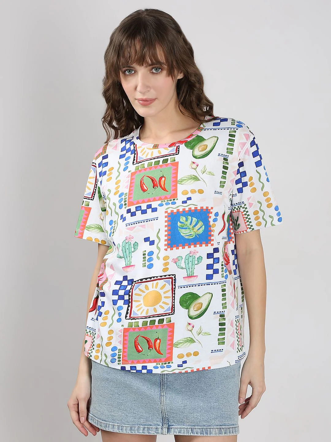 White Printed Cotton T-Shirt - Image 2