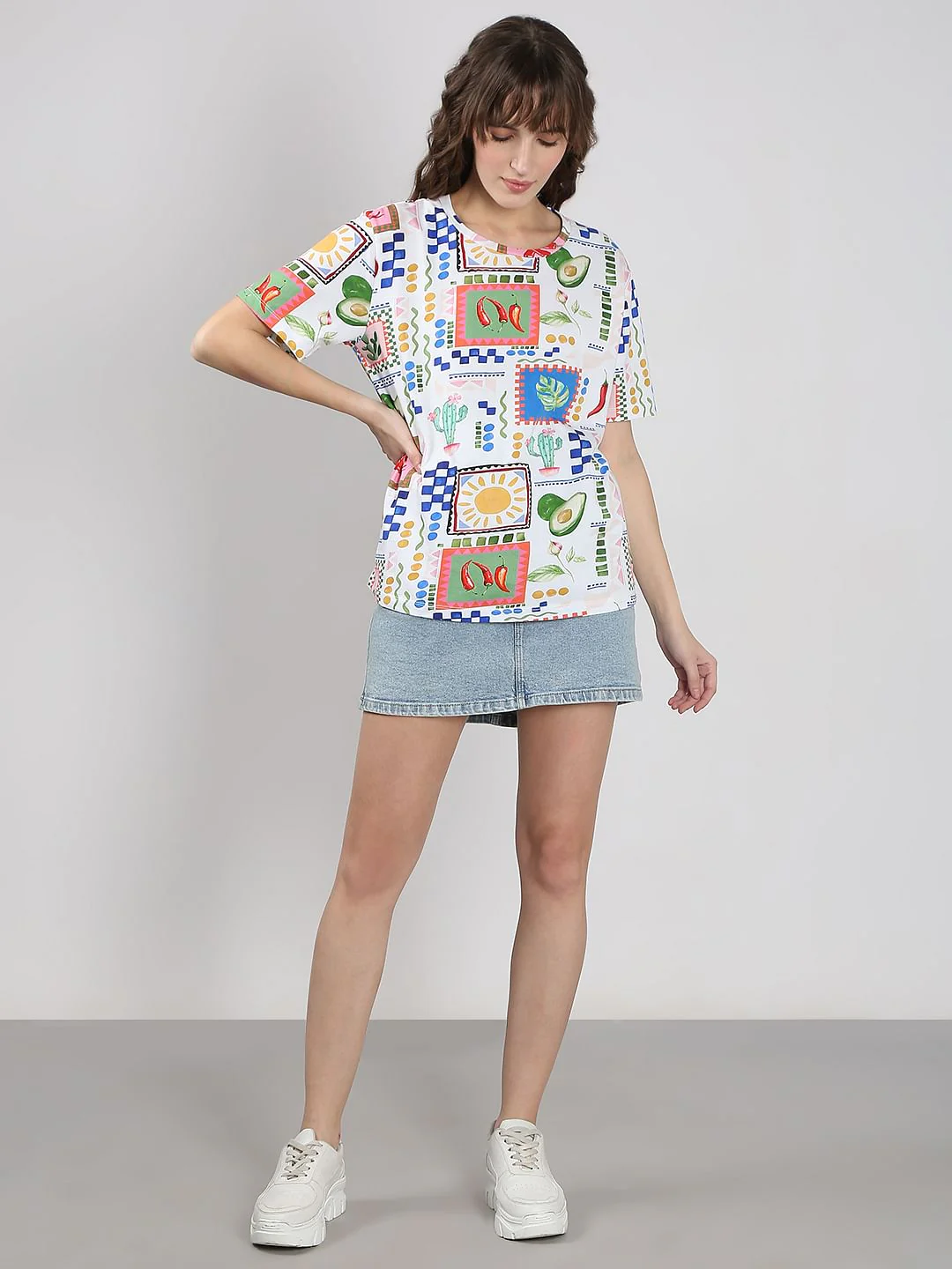White Printed Cotton T-Shirt - Image 5