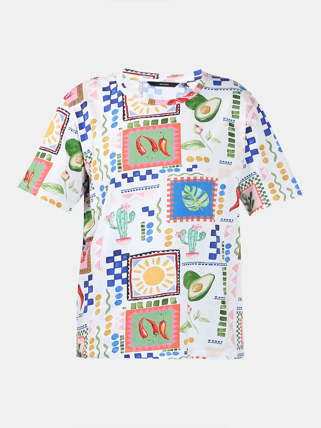 White Printed Cotton T-Shirt - Image 7