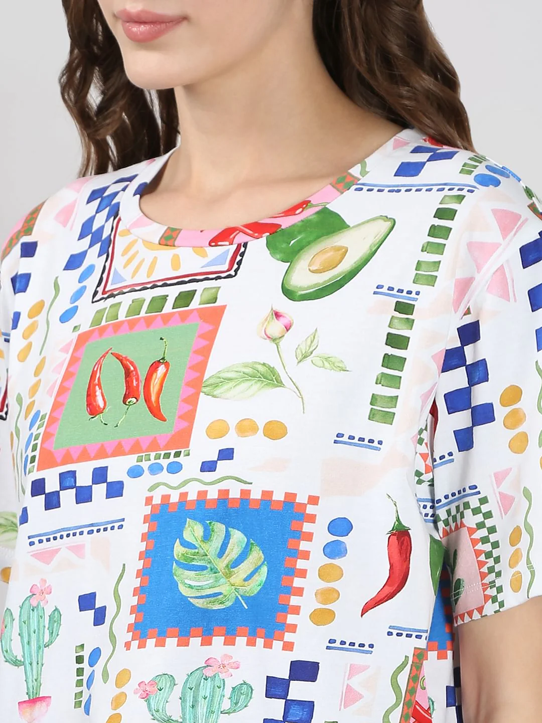 White Printed Cotton T-Shirt - Image 8