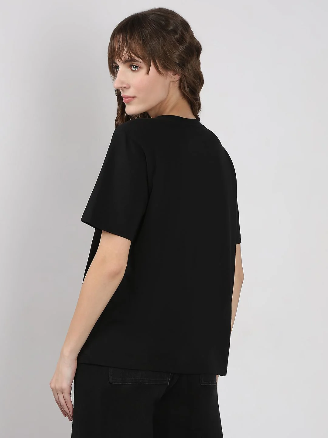 Black Printed Cotton T-Shirt - Image 4