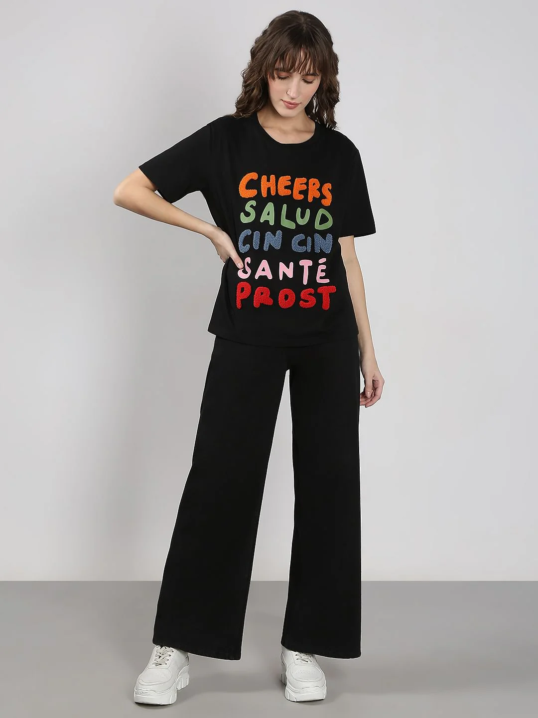 Black Printed Cotton T-Shirt - Image 5