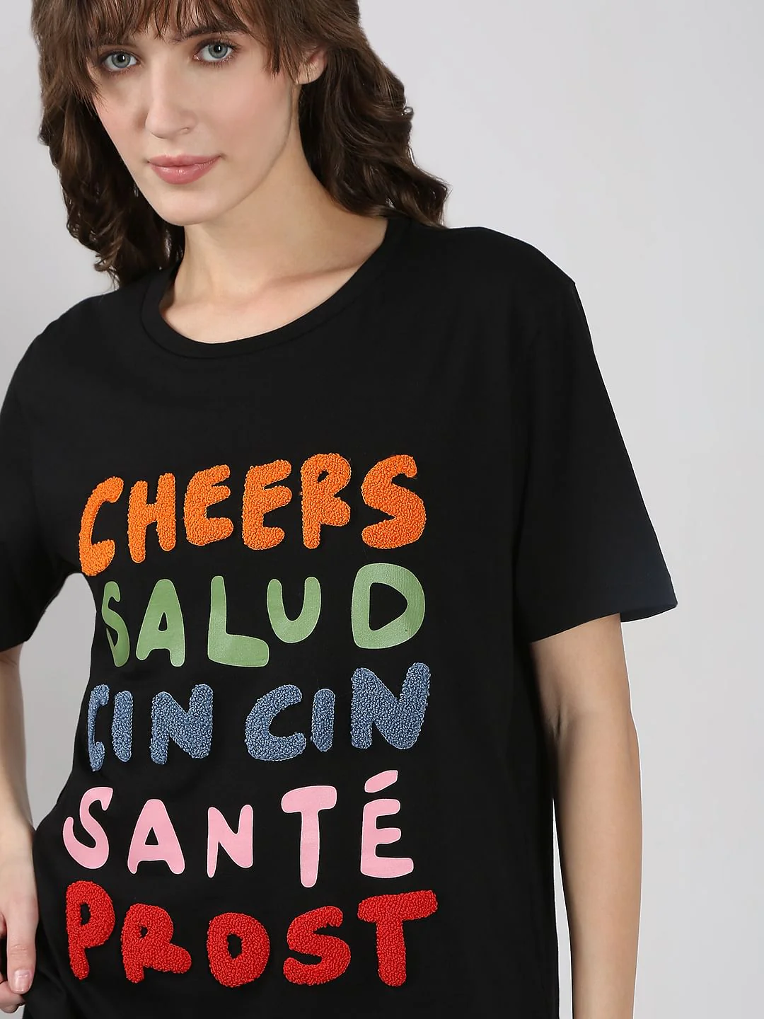 Black Printed Cotton T-Shirt - Image 6
