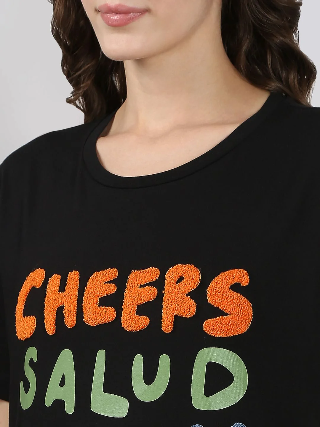 Black Printed Cotton T-Shirt - Image 7