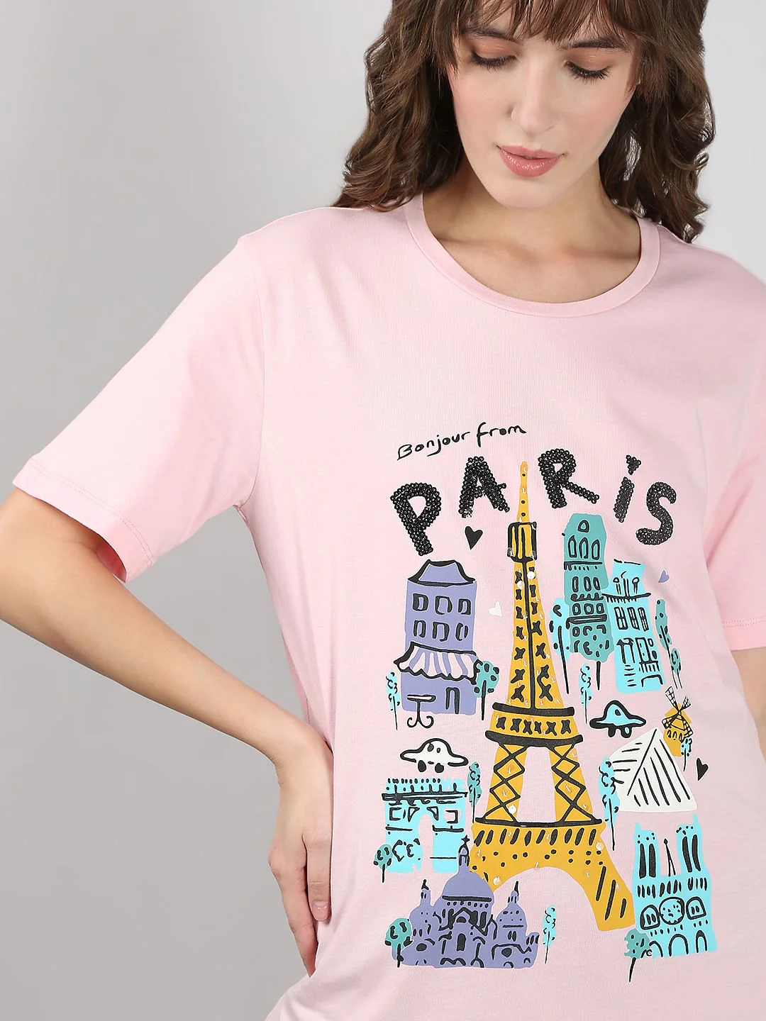 Pink Printed Cotton T-Shirt - Image 6