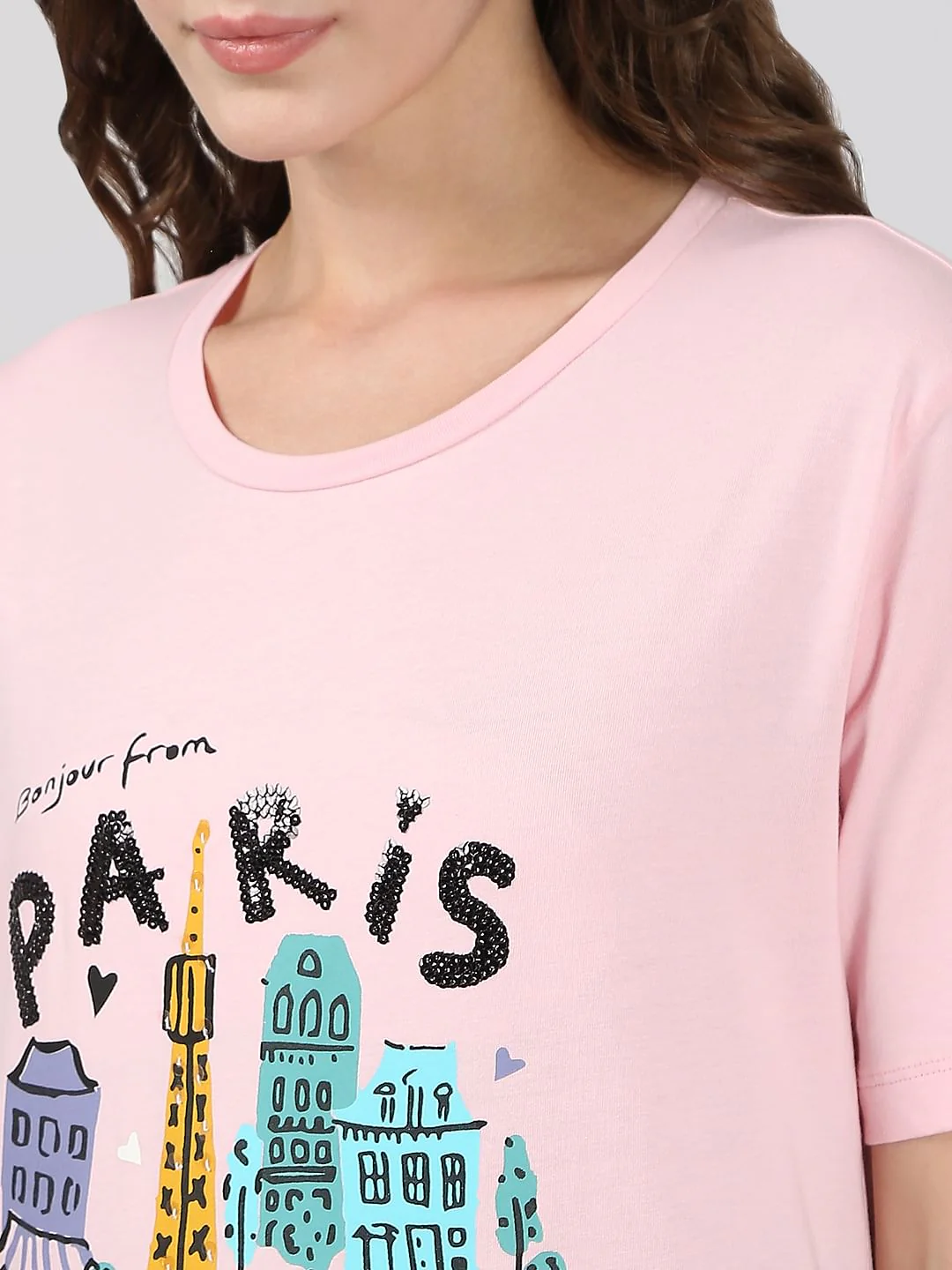 Pink Printed Cotton T-Shirt - Image 8