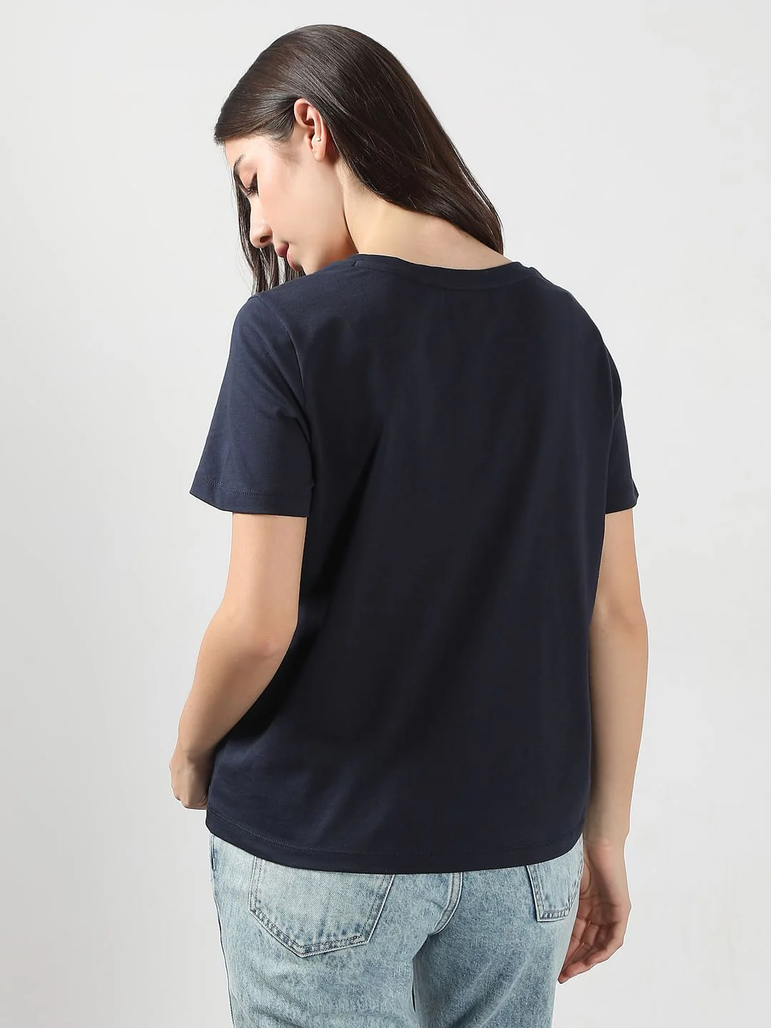 Navy Blue Motif Detail T-Shirt - Image 4