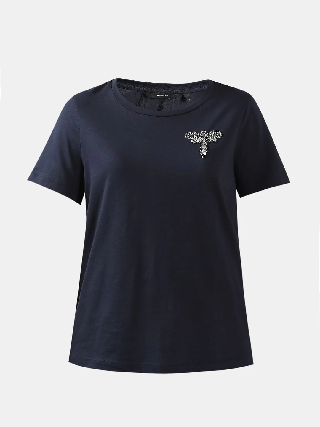 Navy Blue Motif Detail T-Shirt - Image 7