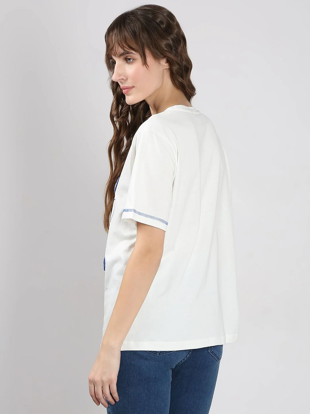 White Crochet Print T-Shirt - Image 4