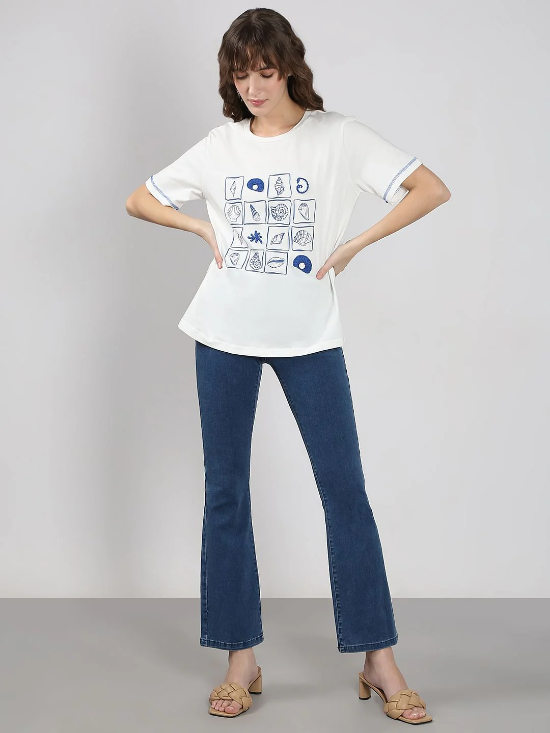 White Crochet Print T-Shirt - Image 5