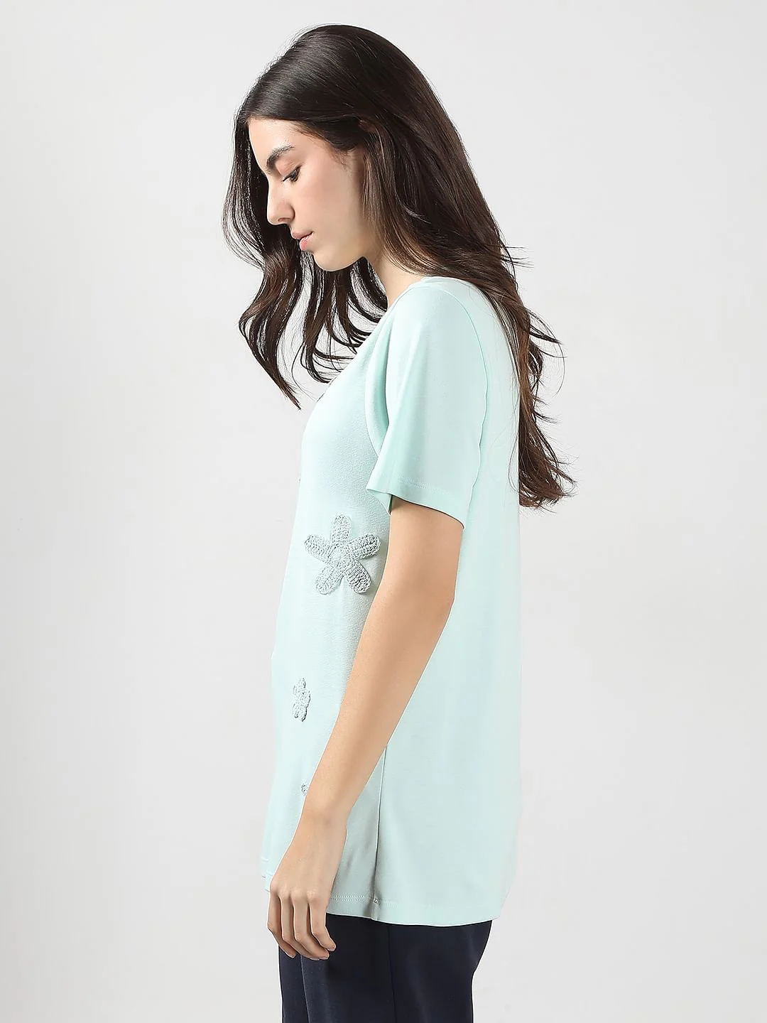 Mint Green Embroidered T-Shirt - Image 3