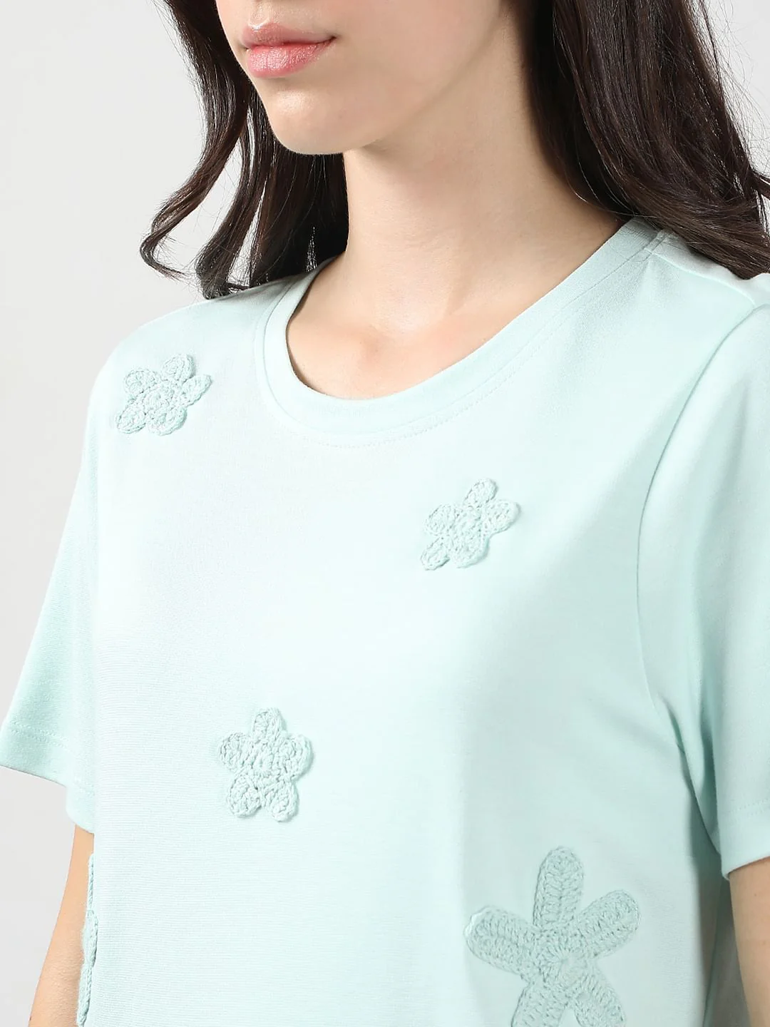 Mint Green Embroidered T-Shirt - Image 8