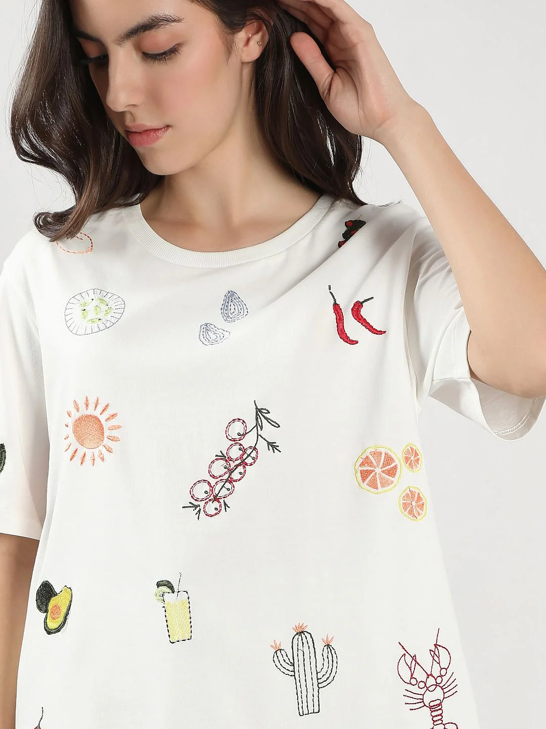 White Printed Cotton T-Shirt - Image 6