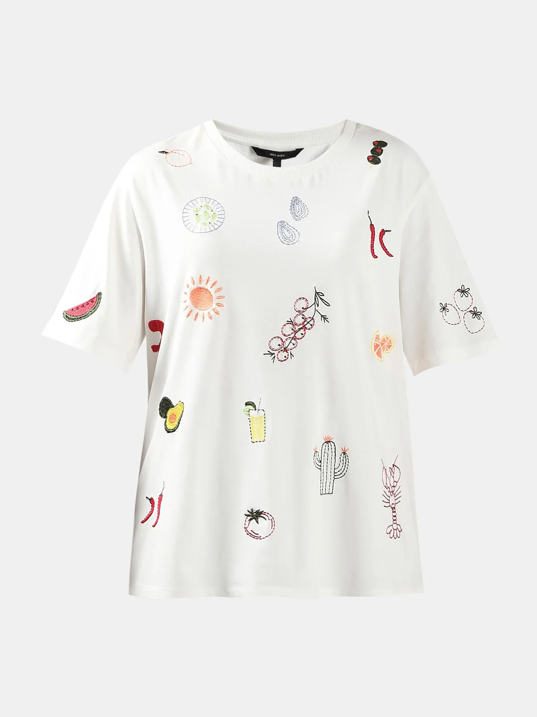White Printed Cotton T-Shirt - Image 7