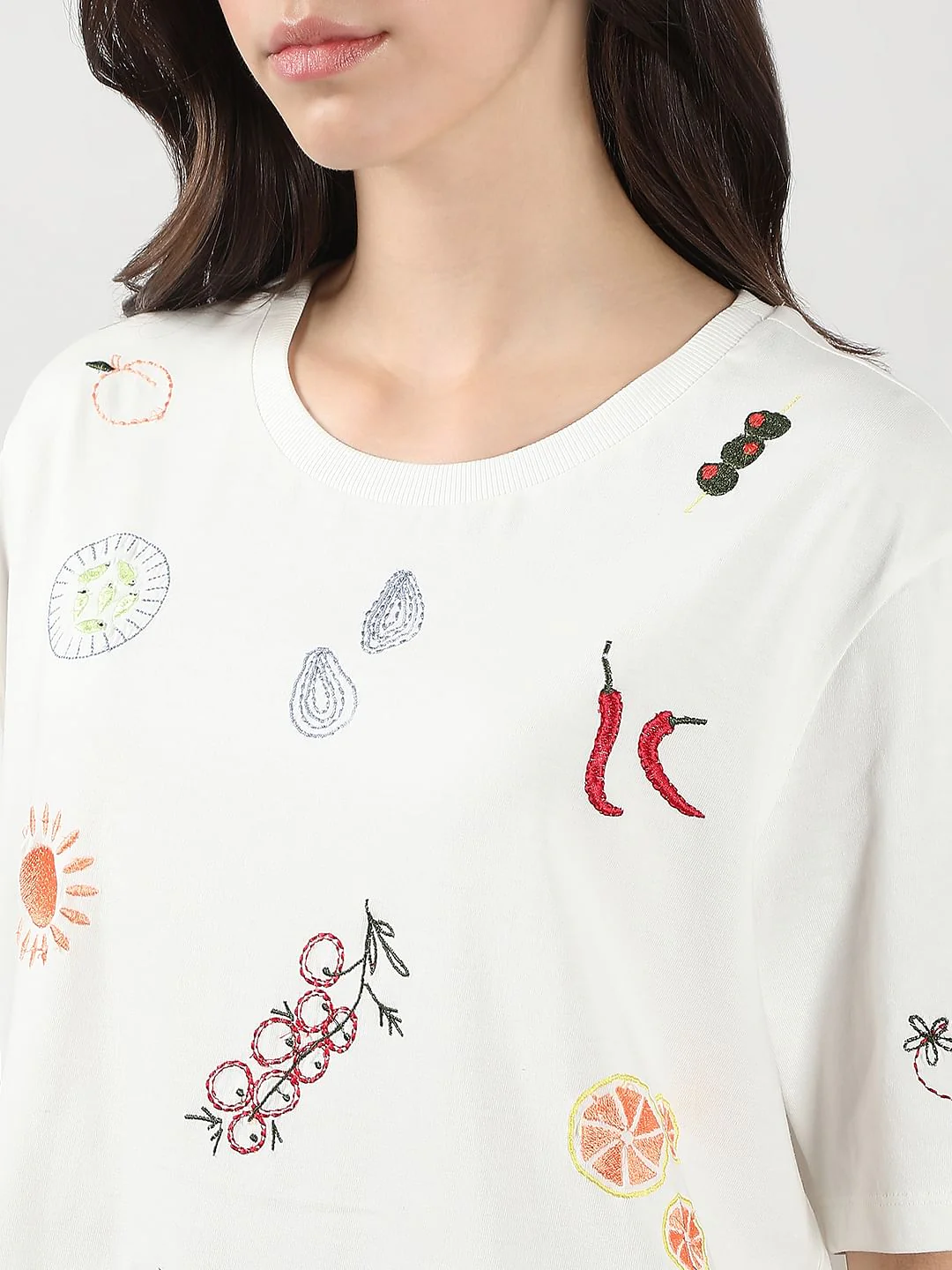 White Printed Cotton T-Shirt - Image 8