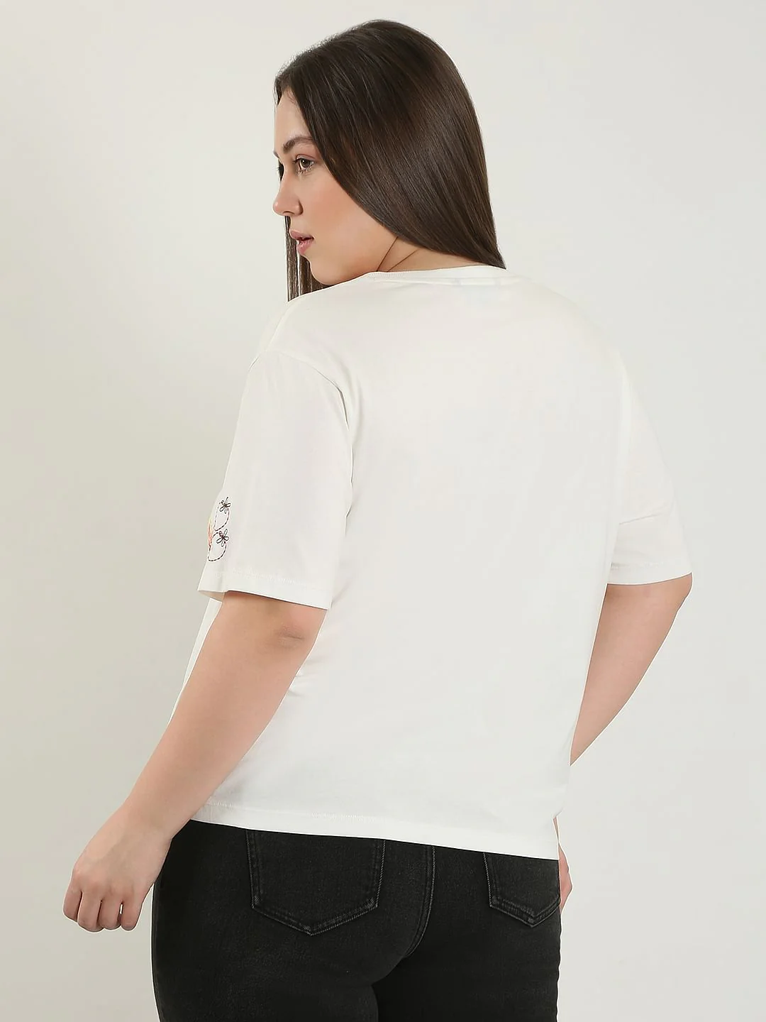 Curve White Printed Cotton T-Shirt - Image 4