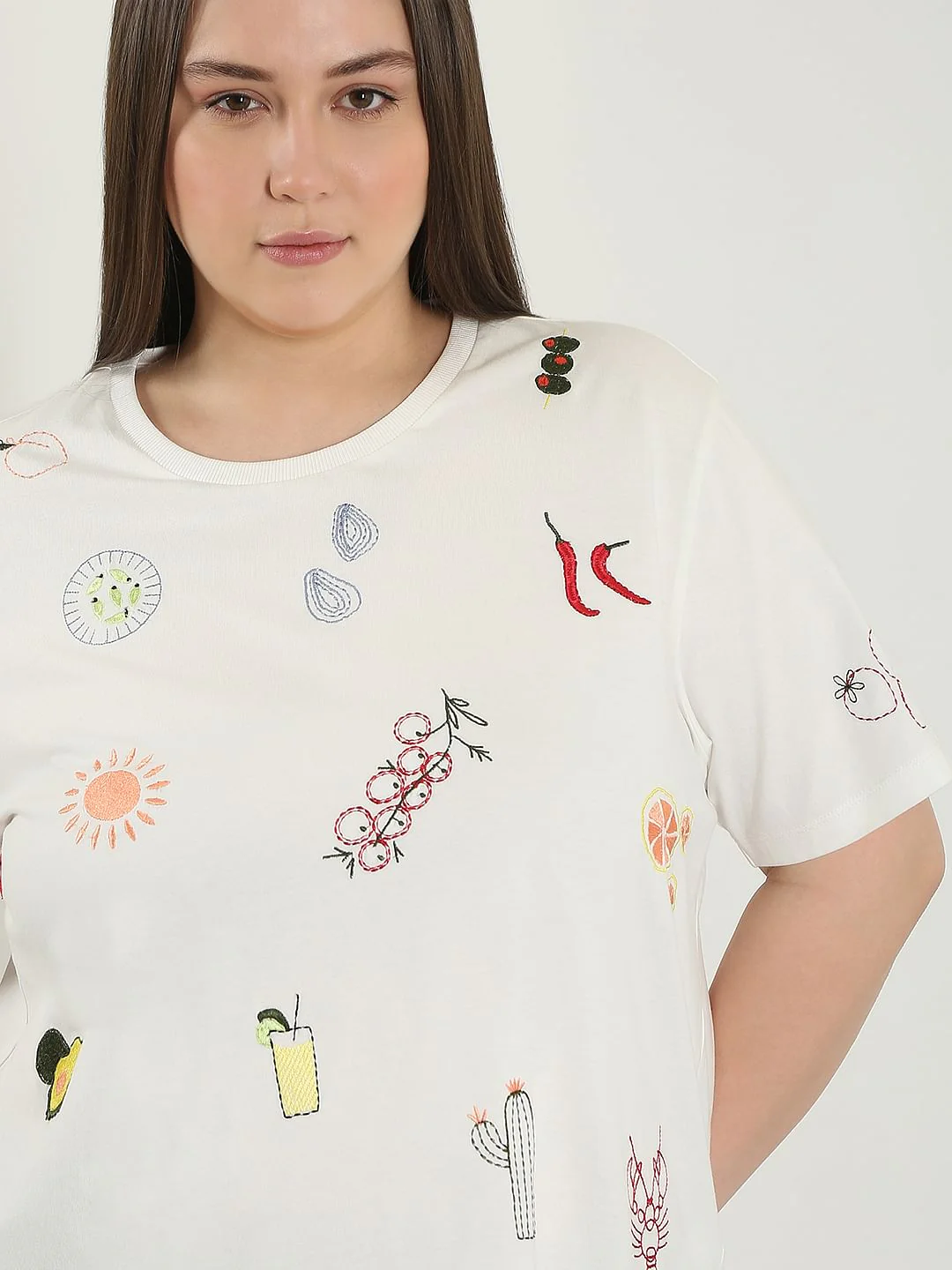 Curve White Printed Cotton T-Shirt - Image 6