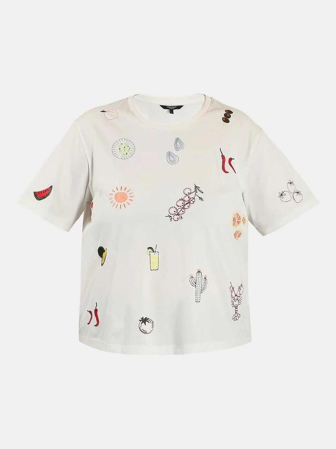 Curve White Printed Cotton T-Shirt - Image 7