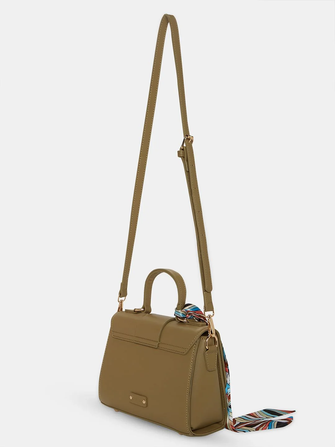 Khaki Scarf Detail Sling Bag - Image 3