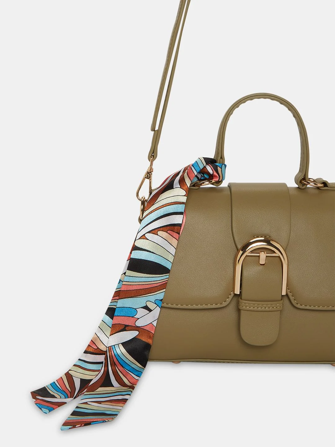 Khaki Scarf Detail Sling Bag - Image 4