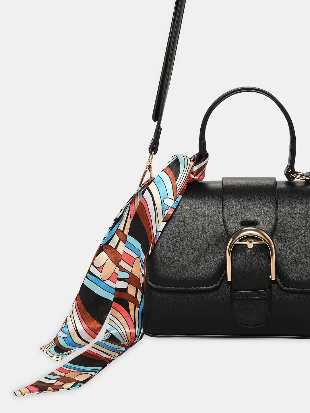 Black Scarf Detail Sling Bag - Image 4