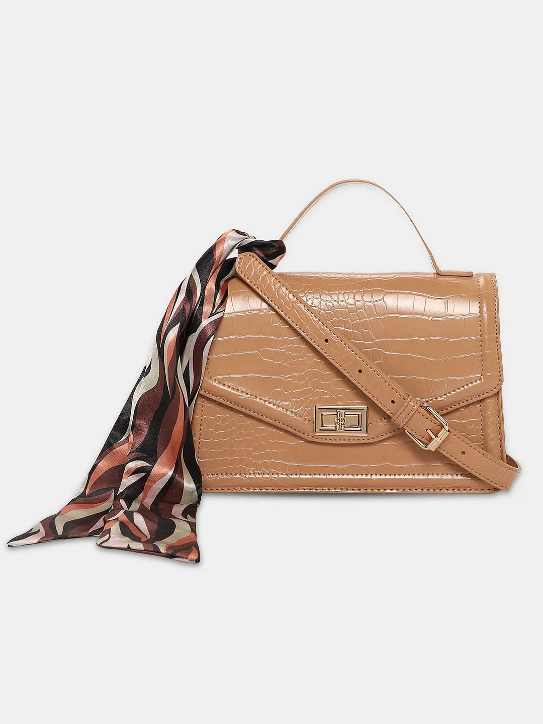 Beige Textured Sling Bag - Image 2