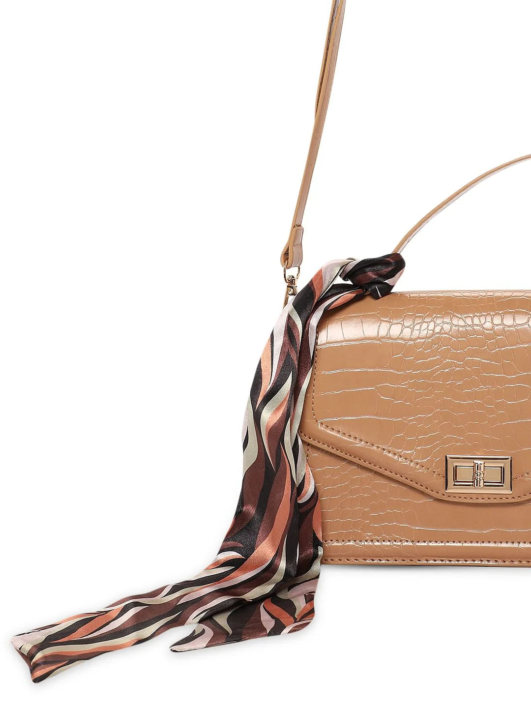 Beige Textured Sling Bag - Image 4