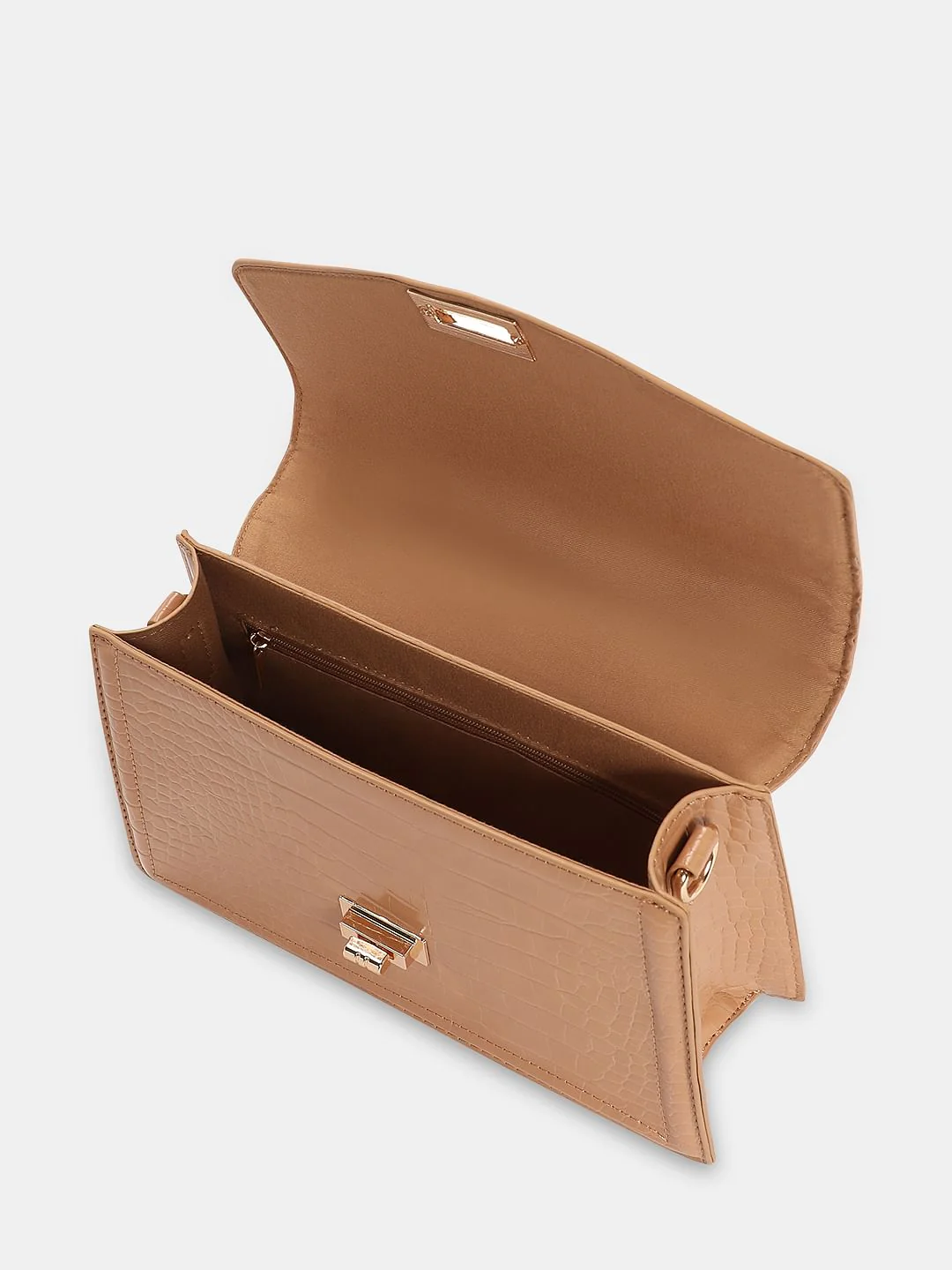 Beige Textured Sling Bag - Image 5