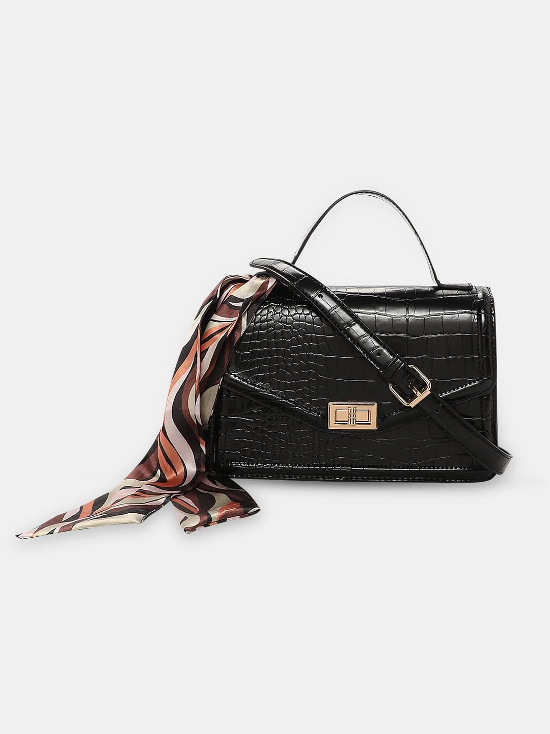 Black Textured Sling Bag - Image 2