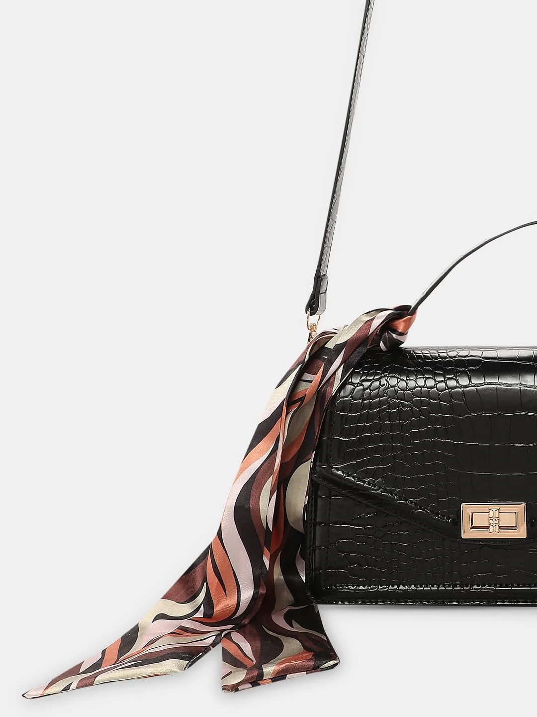 Black Textured Sling Bag - Image 4
