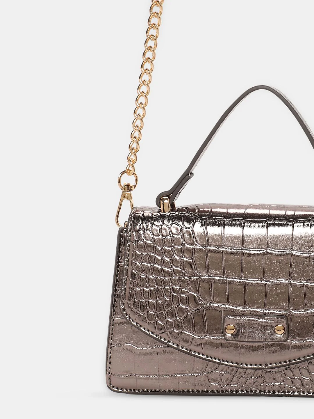 Silver Textured Sling Bag - Image 4
