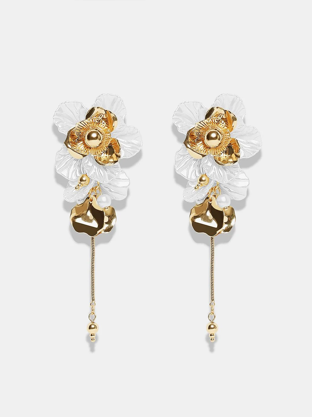 Golden Flower Drop Earrings - Image 2