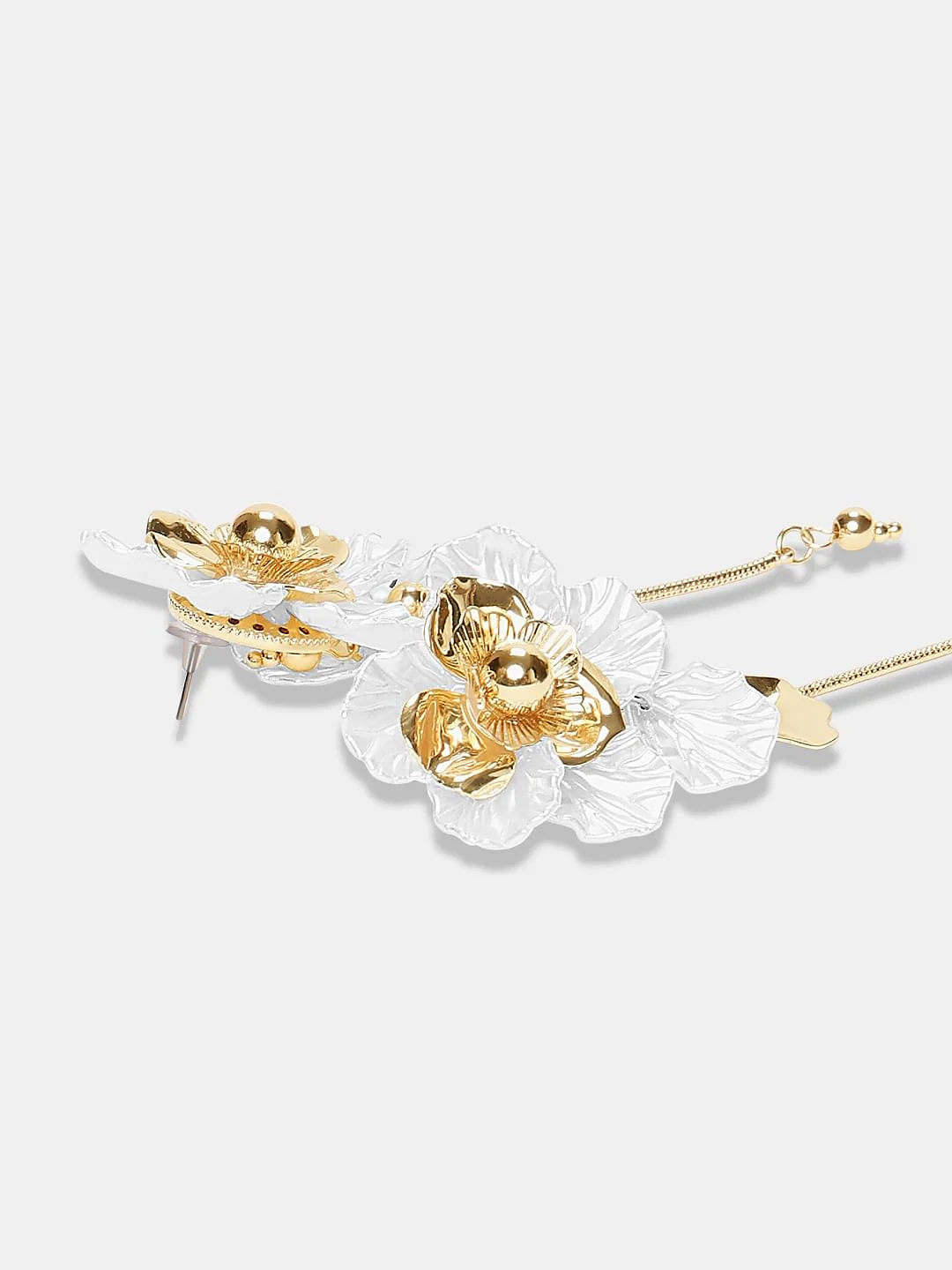 Golden Flower Drop Earrings - Image 3